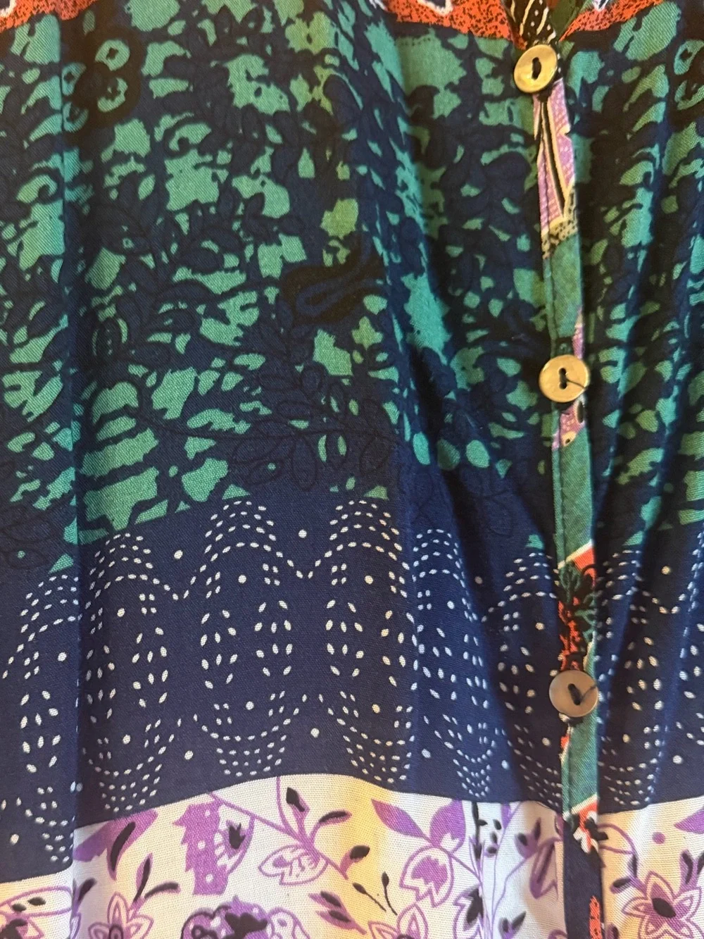 Boho Floral Patchwork Button-Front Women's ROMPER ! SIZE LARGE soft coverup!